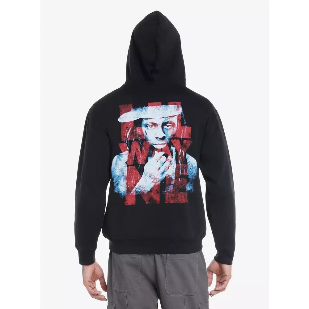 Lil Wayne Men's Official Merchandise Portrait Full Zip Black Hoodie Sweatshirt